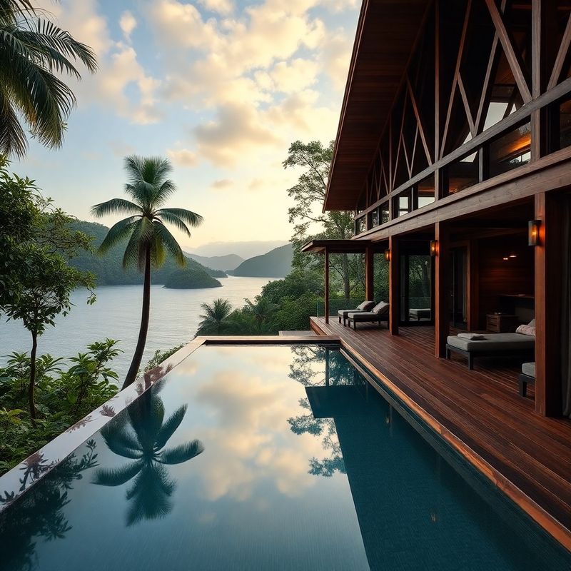 Exterior de ecolodge boutique en Costa Rica con piscina infinita sobre el Pacífico